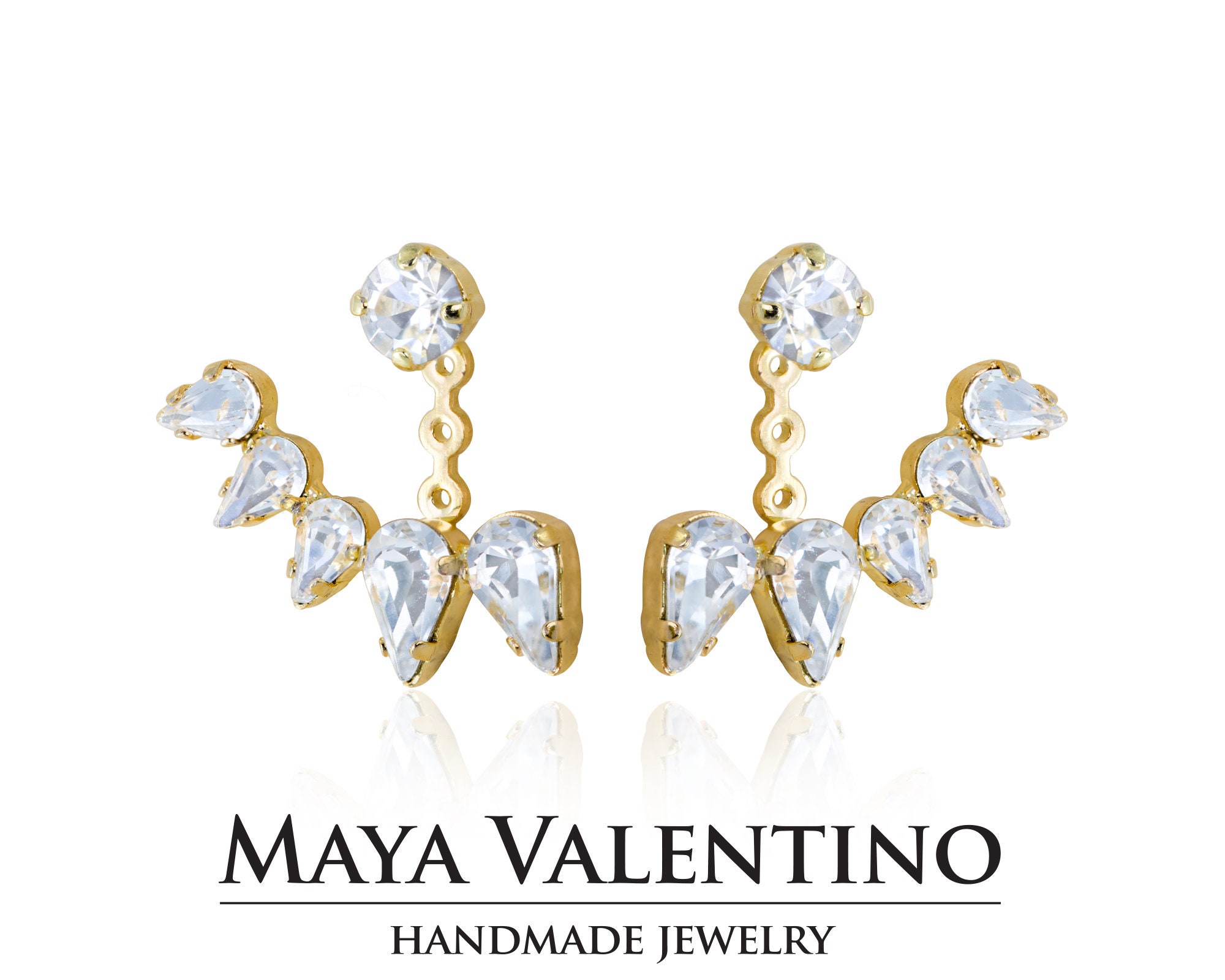 Ear Jacket Earrings Swarovski Ear Jacket Crystal Ear Jacket Earrings Stud Earrings Bridal Earrings Boho Earrings Bridal Ear Crawler Etsy Canada