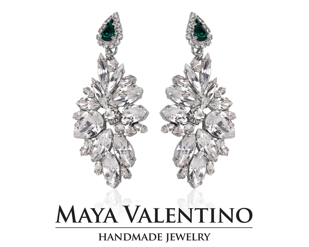 Emerald Chandelier Earrings Dark Green Chandelier Earrings Etsy