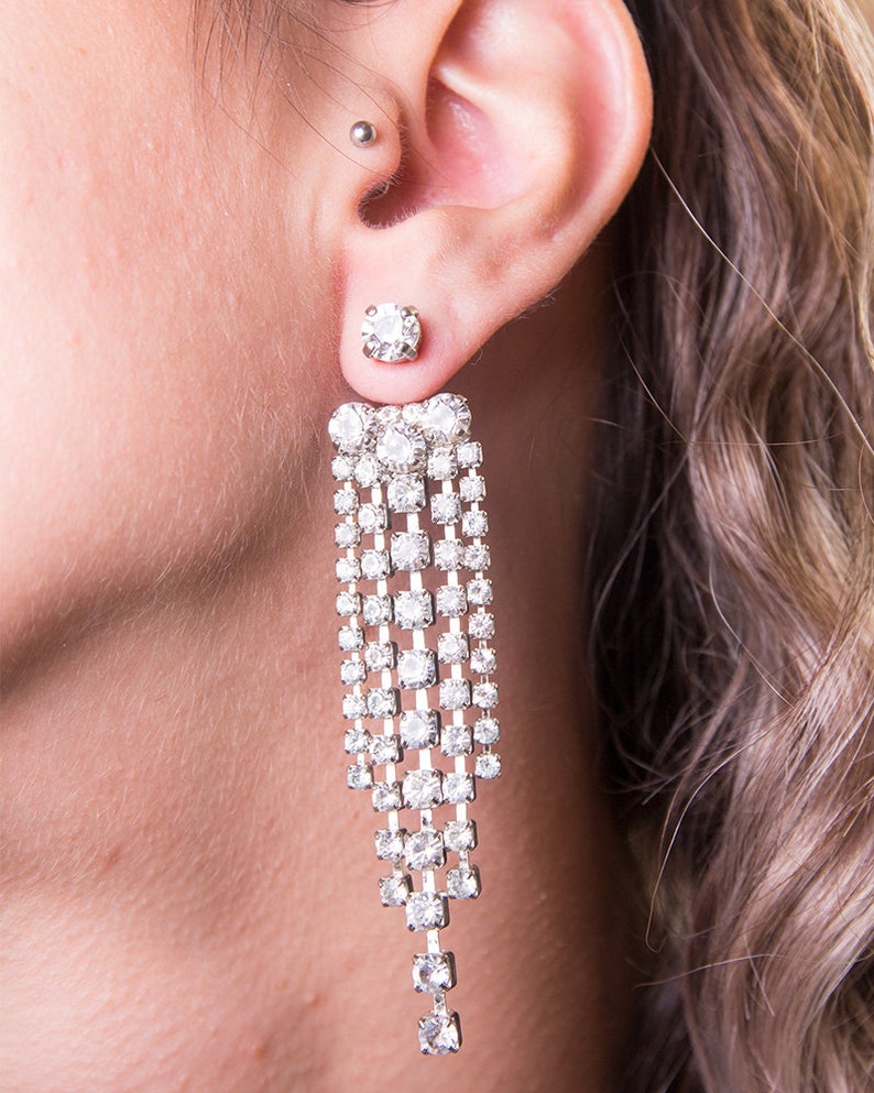 Ear Jacket Earrings Swarovski Ear Jacket Earrings Crystal Etsy