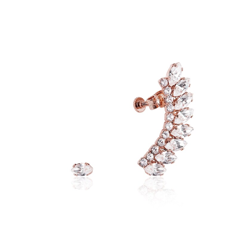 Rose Gold Ear Cuff Earrings Bridal Ear Cuff Bridal Ear Etsy