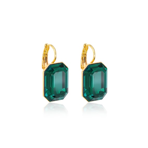 Leverback emerald earrings deals