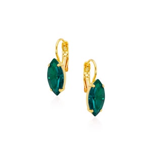Emerald Earrings, Emerald Leverback Earrings, Green Minimalist Earrings, Green Drop Earrings, Green Statement Earrings, Bridesmaid Gift