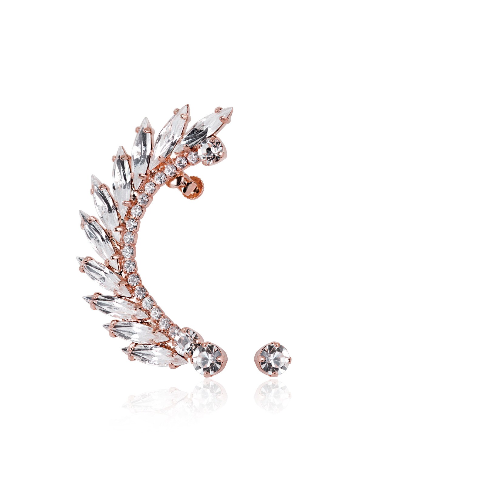 Bridal Ear Cuff Earrings Crystal Ear Climber Earrings Bridal Etsy Israel