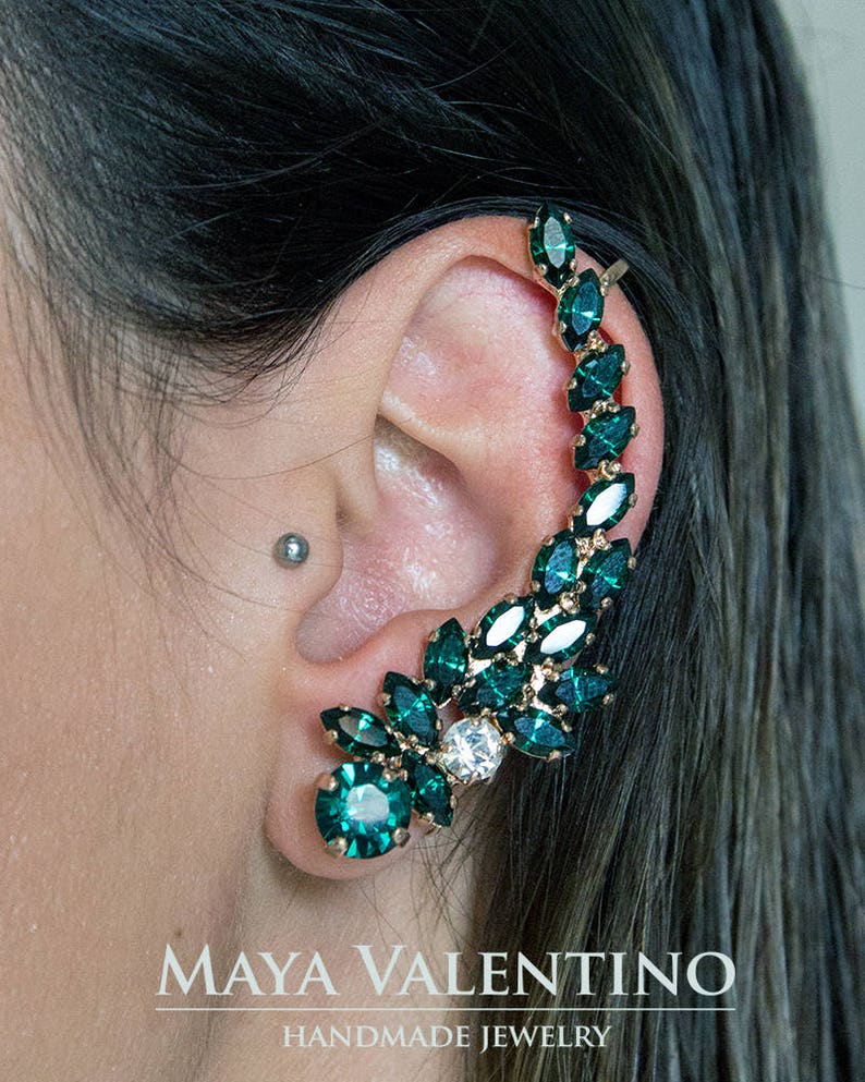 Ruby Red Ear Cuff Climbing Earrings Bridal Ear Cuff Red Etsy Israel