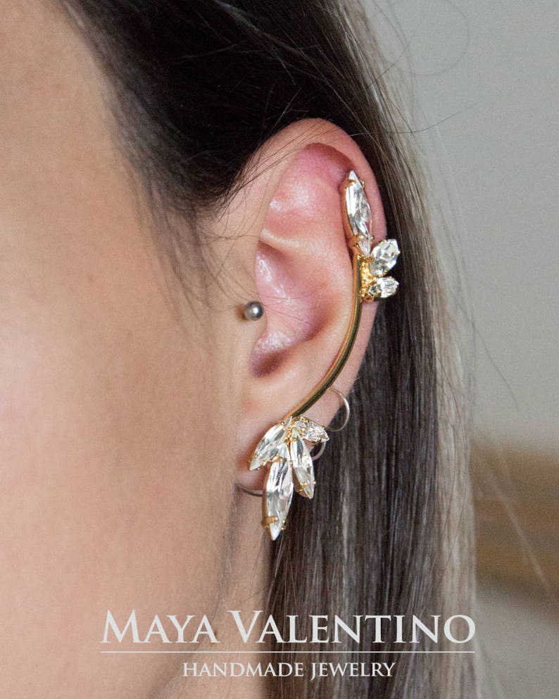 Swarovski Crystal Ear Cuff Earrings for Bridal Minimalist Etsy