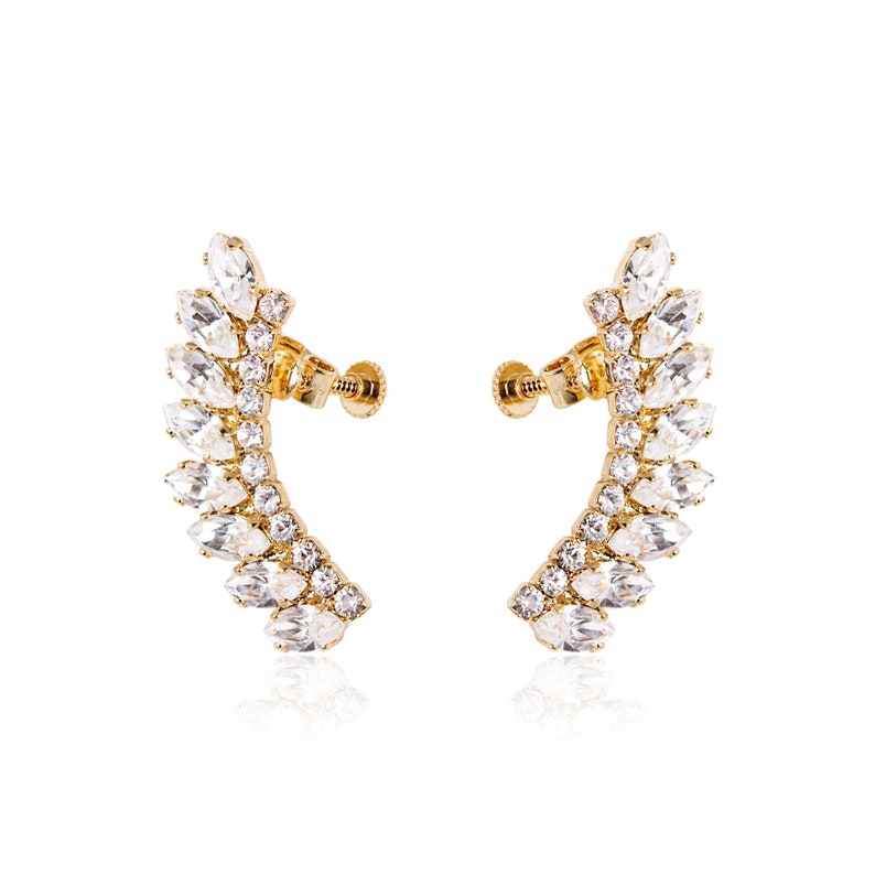 Rose Gold Ear Cuff Earrings Bridal Ear Cuff Bridal Ear Etsy