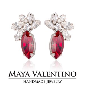 Red Ruby Earring, Swarovski Ruby Earring, Bridal Red Earring, Red Crystal Earring, Bridal Ruby Studs, Ruby Statement Jewelry, Red Bridesmaid
