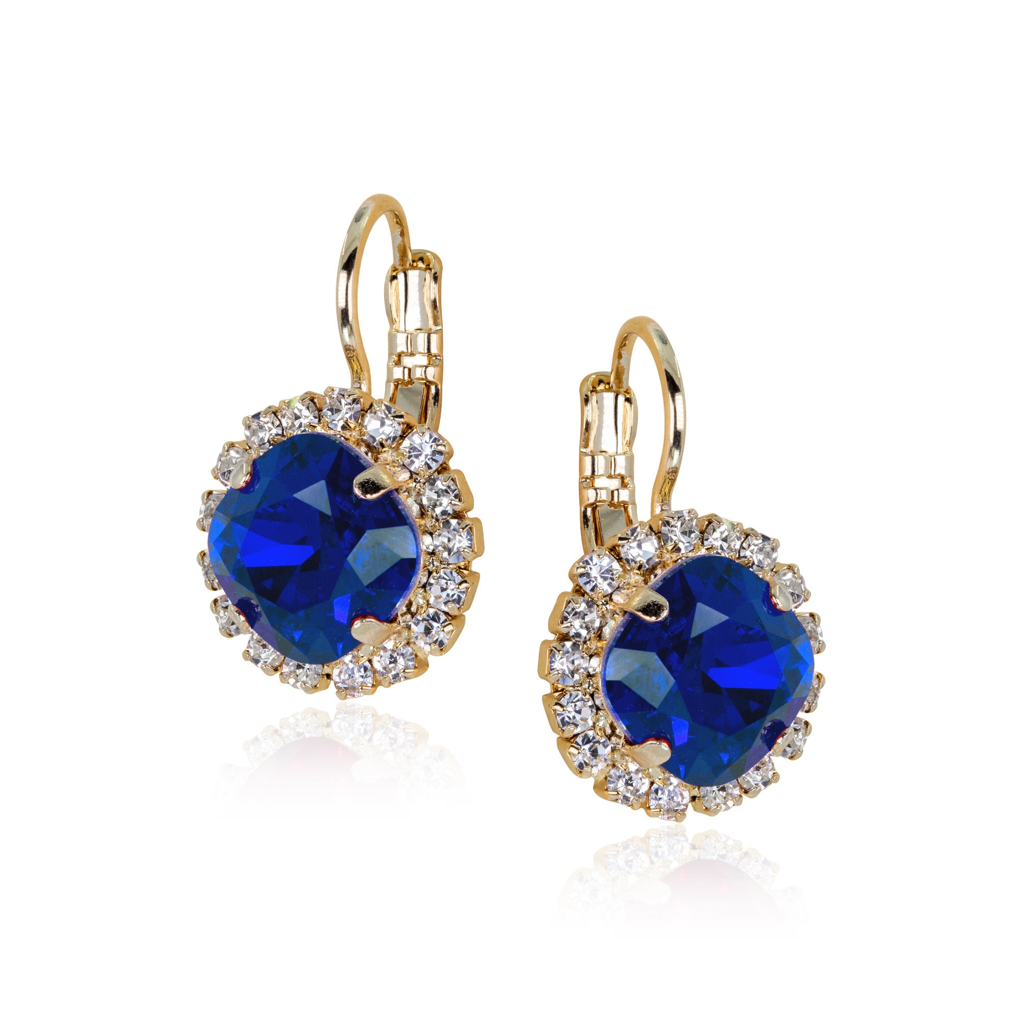 Sapphire Earrings Blue Leverback Earrings Blue Dangle | Etsy