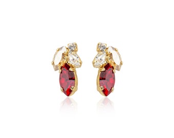Ruby Earrings, Garnet Earrings, Red Earrings, Ruby stud earrings, Garnet stud earrings, Minimalist Earrings, Small Red Bridal Earrings