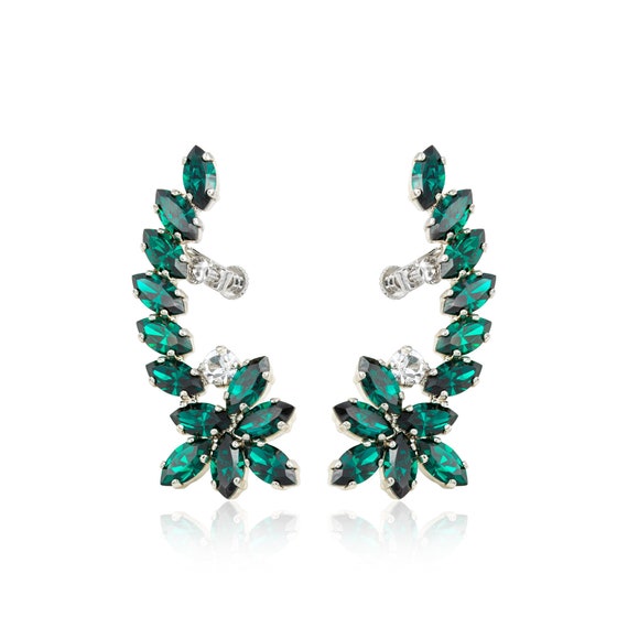 CRYSTAL EAR CUFF GREEN CRYSTAL EAR CUFF GREEN