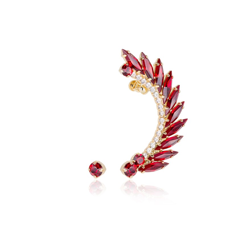 Ruby Ear Cuff Ruby Earring Ear Climber Swarovski Ear Cuff Etsy