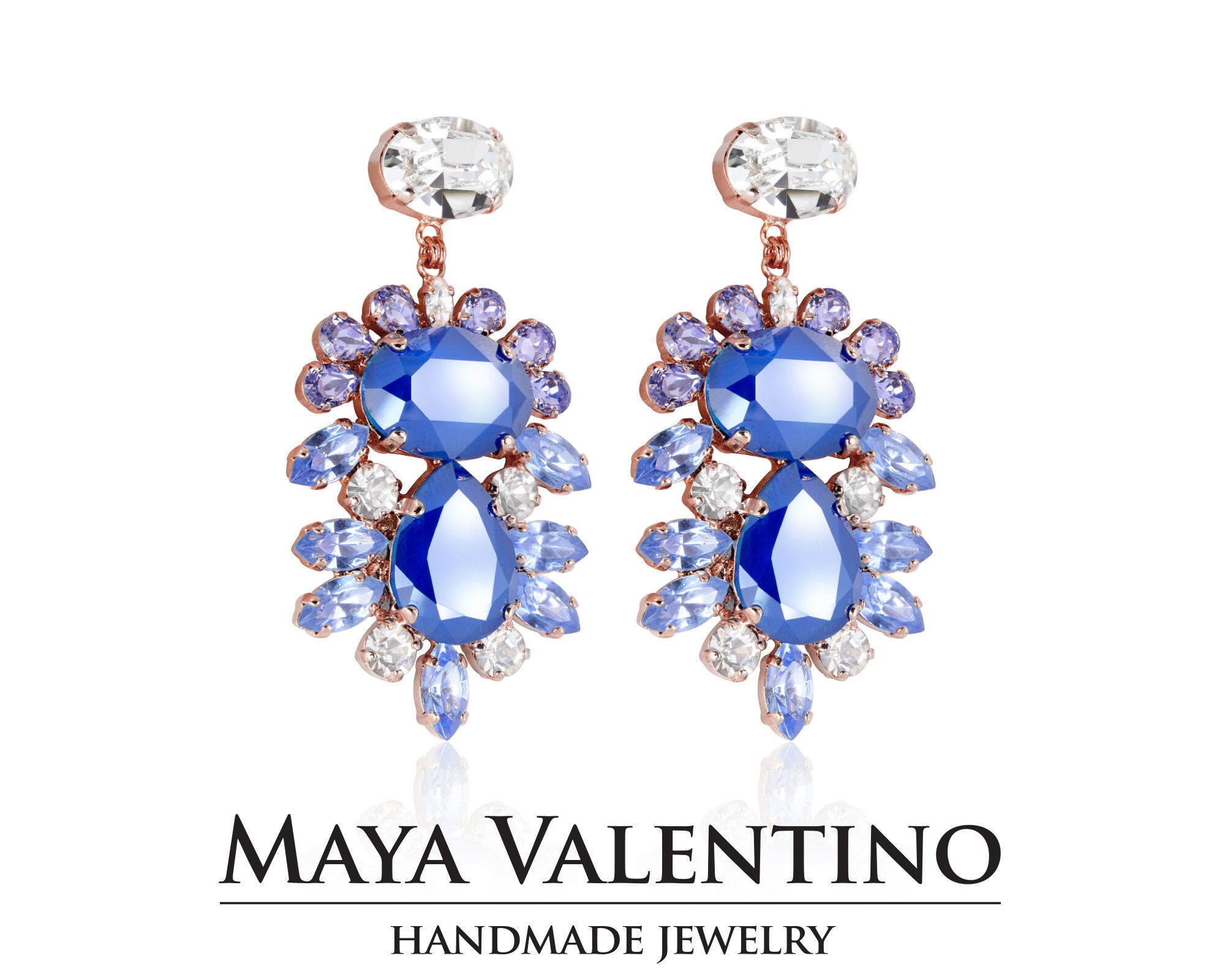 Bridal Blue Chandelier Earrings Wedding Jewelry for Bridal Etsy Israel