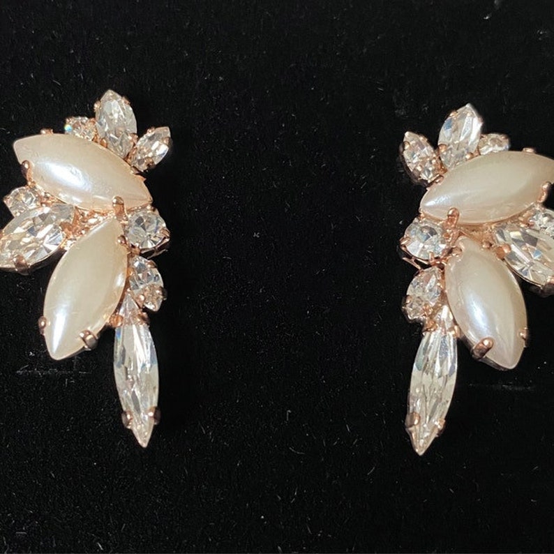 Blush Earrings Blush Rose Gold Cluster Earrings Swarovski Etsy