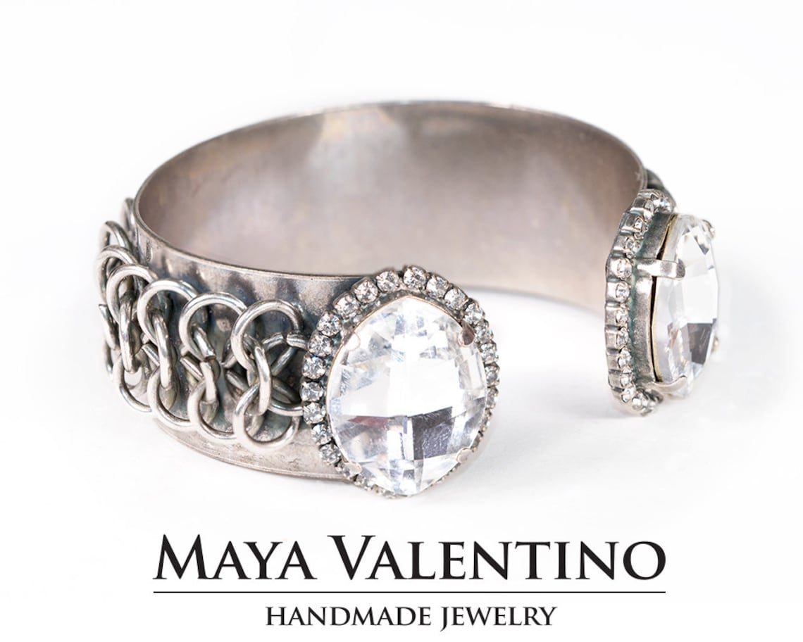 Crystal Cuff Bracelet Swarovski Cuff Bracelet Evening Wear Etsy