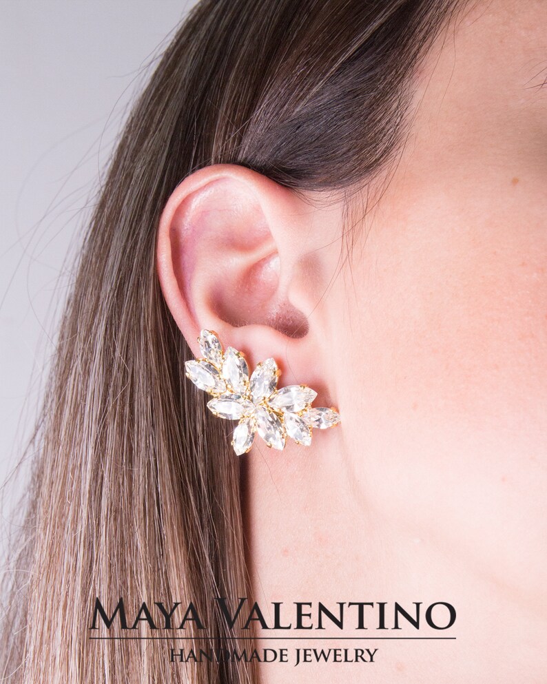 Blush Bridal Cluster Earrings Rose Gold Cluster Earrings Etsy