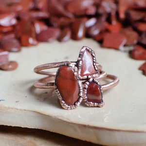 RED JASPER electroformed copper ring, made to order, US size