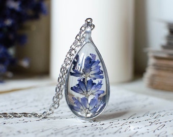 Medium drop LAVENDER terrarium pendant, domed glass and eco friendly tin,