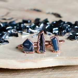HEMATITE electroformed copper ring, made to order, Us size,