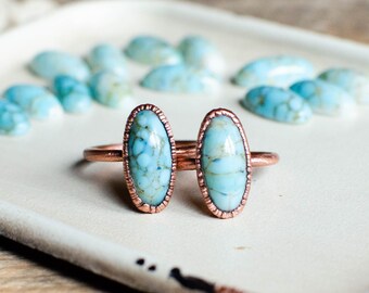 CERAMIC CABOCHON electroformed copper ring, made to order, Us size,