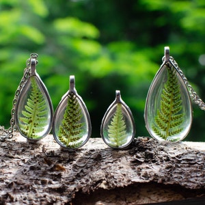 FERN terrarium pendant, 4 sizes drop teardrop, made to order