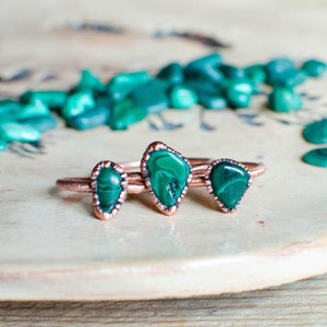 MALACHITE electroformed copper ring, made to order, US size,