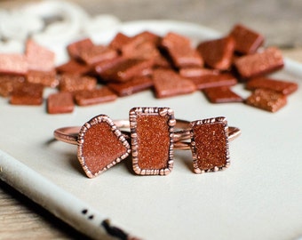GOLDSTONE electroformed copper ring, made to order, US size,