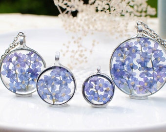 FORGET ME NOT terrarium pendant, 4 sizes round, made to order