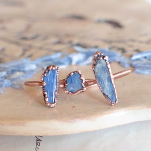 BLUE KYANITE electroformed copper ring, made to order, US size, image 1