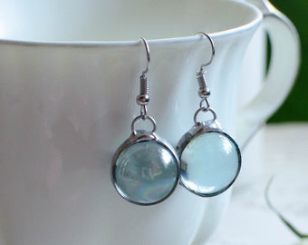 Pendientes bolas de cristal, cristal transparente cortos