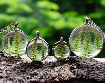 FERN terrarium pendant, 4 sizes round, made to order