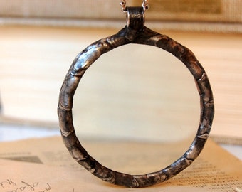 MAGNIFYING GLASS necklace magnifying glass pendant loupe necklace loupe pendant metalwork necklace gift for grandma handmade