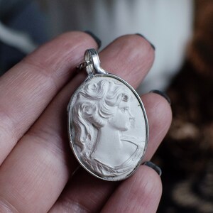 Ceramic CAMEO necklace, essential oil and perfume diffuser pendant, made to order, raw unglazed clay, scent necklace image 5