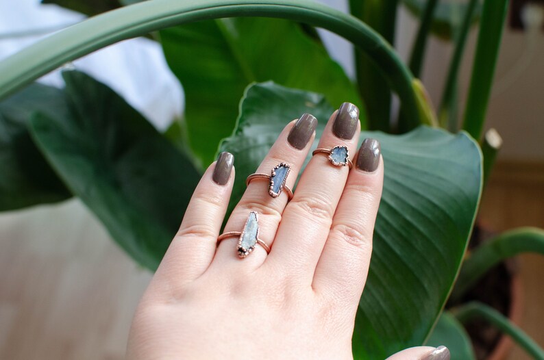 BLUE KYANITE electroformed copper ring, made to order, US size, image 3