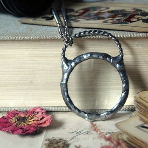 MAGNIFYING GLASS necklace magnifying glass pendant loupe necklace loupe pendant metalwork necklace gift for grandma handmade, christmas gift