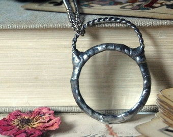 MAGNIFYING GLASS necklace magnifying glass pendant loupe necklace loupe pendant metalwork necklace gift for grandma handmade, christmas gift