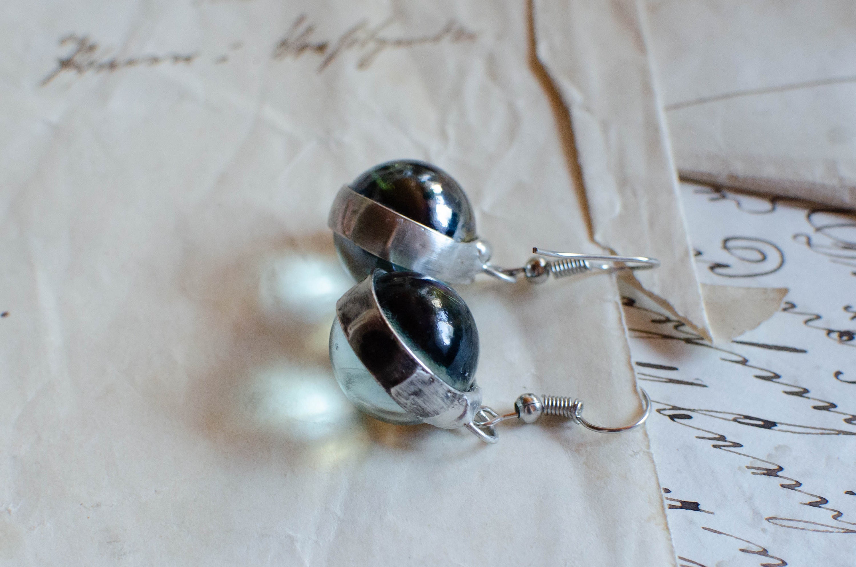 Crystal ball earrings clear glass short Etsy