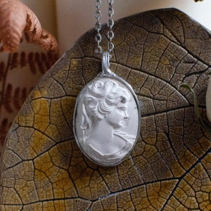 Ceramic CAMEO necklace, essential oil and perfume diffuser pendant, made to order, raw unglazed clay, scent necklace image 2