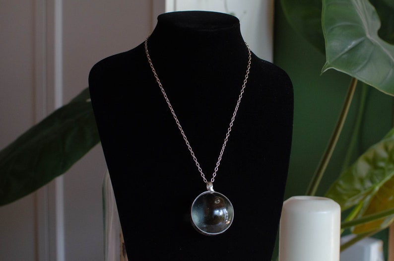 Crystal ball necklace, clear glass large image 6