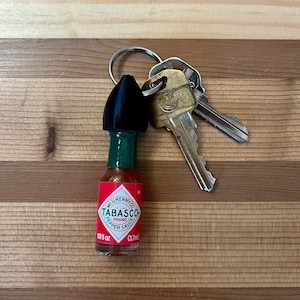 Hot Sauce Keychain with Mini Tabasco Sauce Bottle