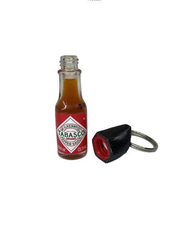 Hot Sauce Keychain With Real Mini Tabasco Sauce Bottle 