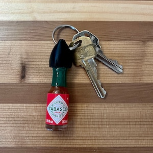 Hot Sauce Keychain with Mini Tabasco Sauce Bottle