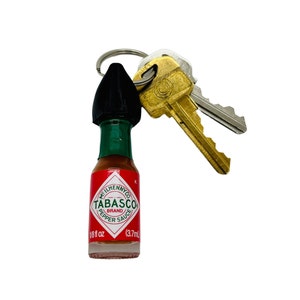 Hot Sauce Keychain with Real Mini Tabasco Sauce Bottle