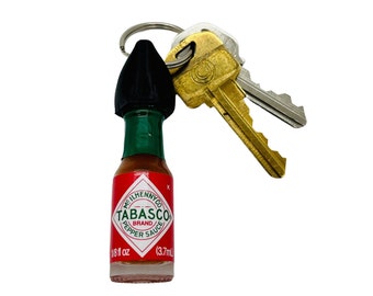 Hot Sauce Keychain with Mini Tabasco Sauce Bottle