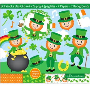 St Patricks Day clipart, Irish clipart, St Patricks Day graphics, Shamrock, Leprechaun, St Patricks Day Digital Papers, Commercial Use (C44)