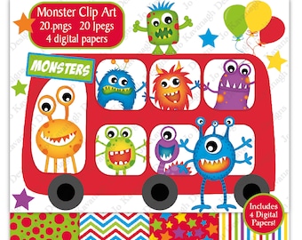 Monster Clip Art,Monster Digital Papers,Monster Clipart,Alien Clipart,Monster Party,Monsters,Fun Digital Papers,Commercial Use (C18)