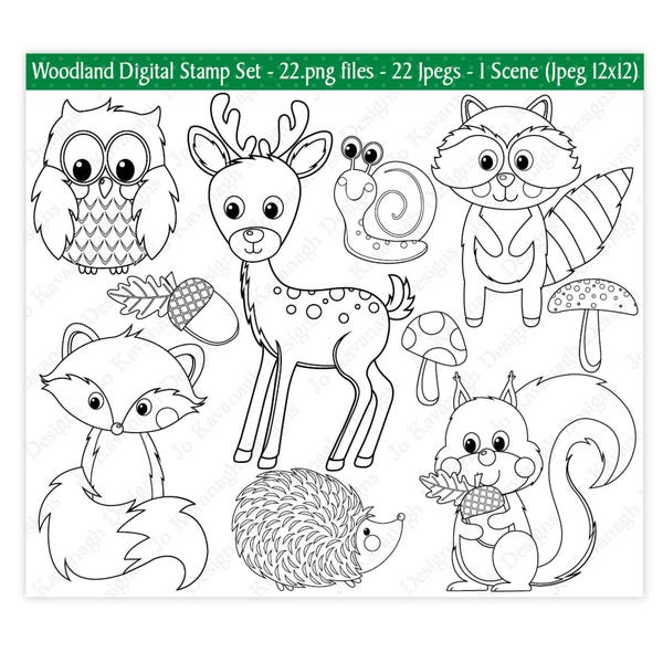 Woodland Animals Digital Stamps,Digital Stamps,Woodland Stamps,Forest Animal Stamps,Woodland Clipart,Animal Clipart,Commercial Use (S25)