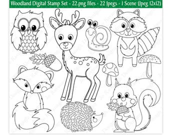 Waldtiere Digitale Stempel,Digitale Stempel,Waldtiere Stempel,Waldtiere Stempel,Waldtiere Clipart,Tier Clipart,Kommerzielle Nutzung (S25)