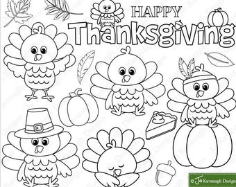 Thanksgiving Digital Stamps, thanksgiving, Thanksgiving Stamps, Thanksgiving Clipart, Turkey, Fall, Commercial Use (S37)