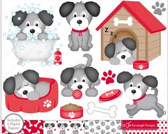 Cute dog clipart, cute puppy clipart, Pets clipart, Commercial Use (C37)