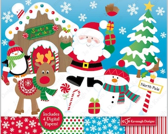 Christmas Clipart,Christmas Digital Papers,Christmas Clip Art,Santa Clipart,Holiday Clipart,Reindeer Clipart,Snowman,Commercial Use (C4)